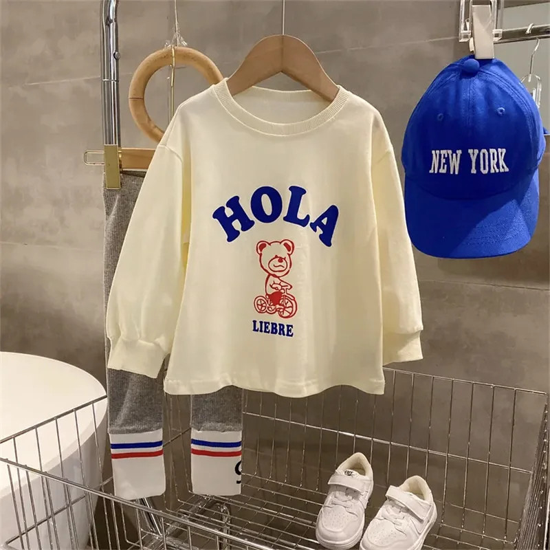 Conjunto deportivo de moda para niña otoño 2025, suéter y leggings