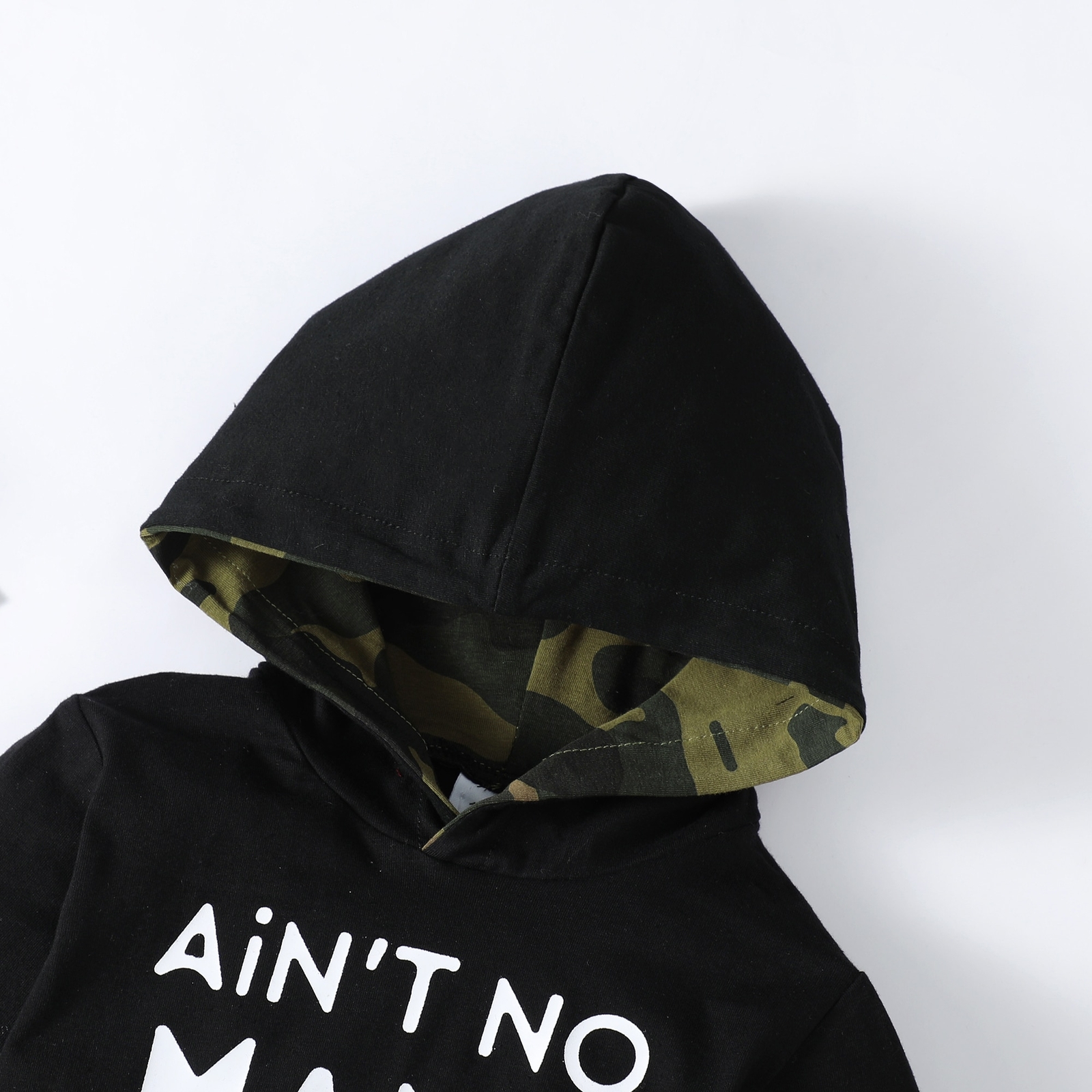 1-6Years Clothes Black Long Sleeved Hoodie Camouflage Pants Spring Outfit Suit