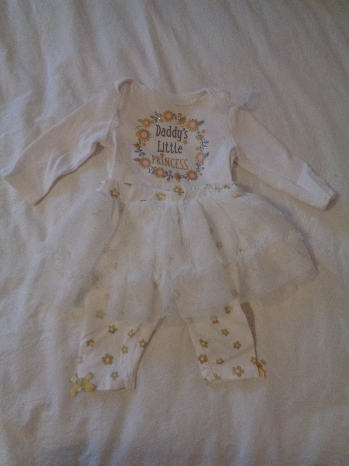 BABY GIRL 0-3 BODYSUIT & TUTU SETS 4 PIECE METALIC GOLD PINK IVORY HEART FLOWERS