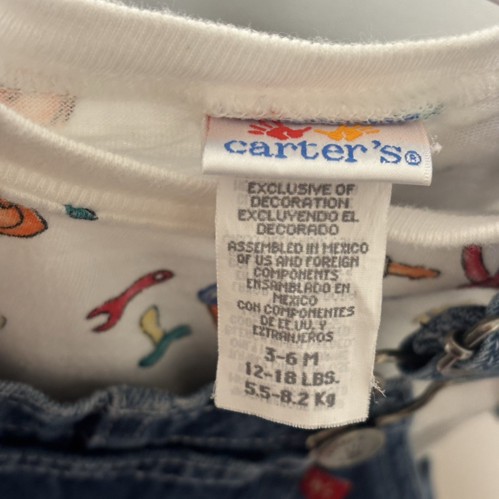 Carter’s Vintage Baby Overalls 2 Piece Set 3/6 Months Carpenter Denim Blue
