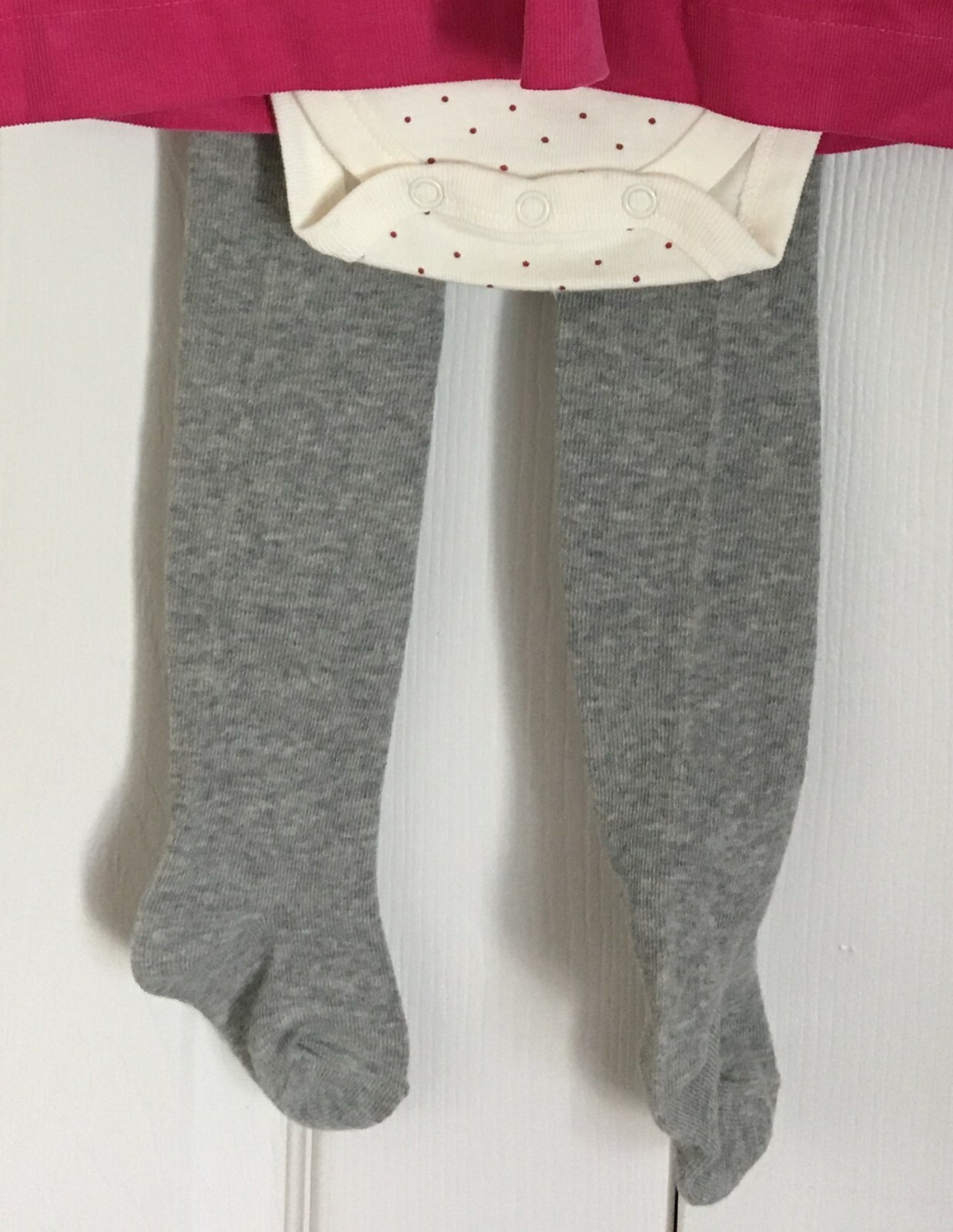 Small Wonders NWT NB Baby Girl 3mo Pink Cotton 3-piece embroidery incl tights