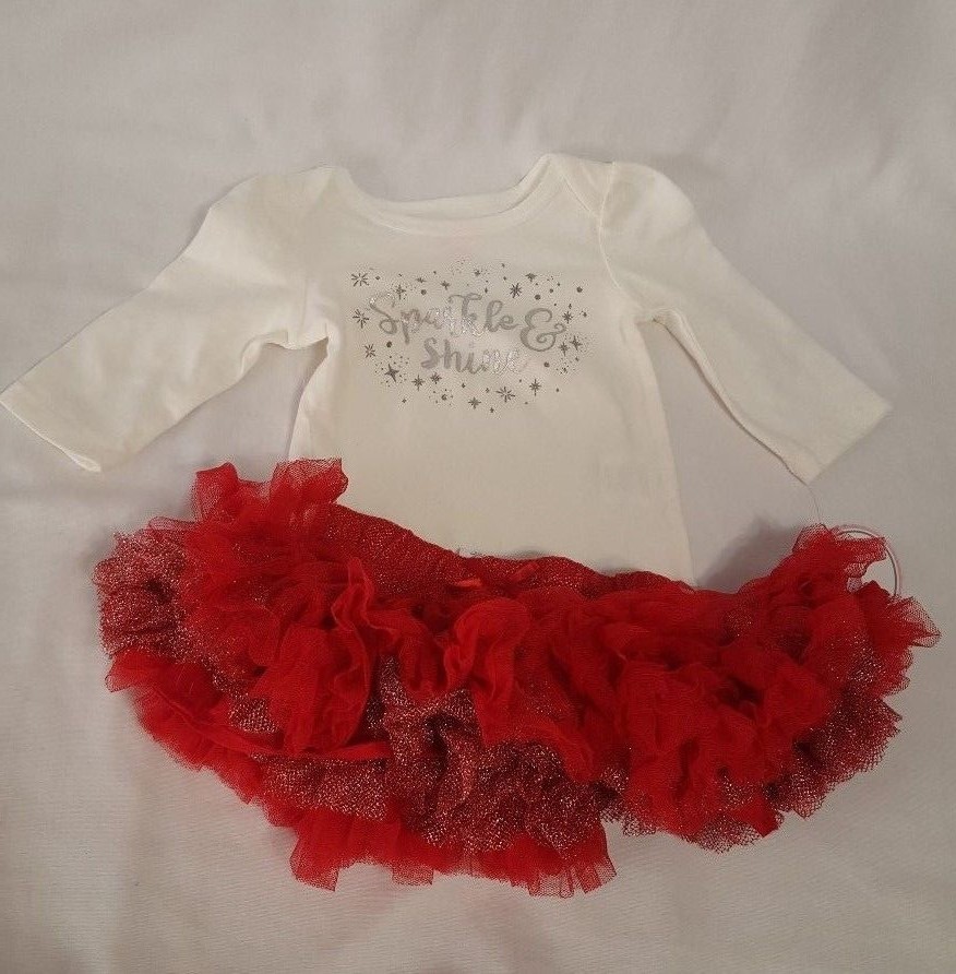 New Infant Girls Baby Grand Signature Bodysuit & Tulle Skirt W Lining Size 0-3M