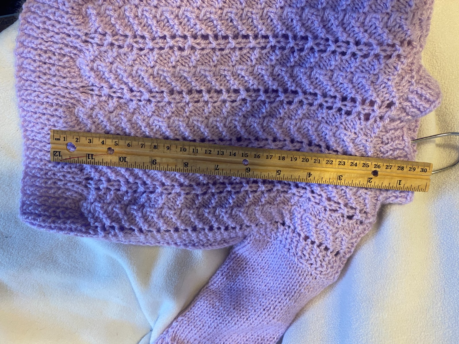 Hand Knit Toddler/Baby Lacy Sweater Pullover – Lavender Lace size 12-18 mos
