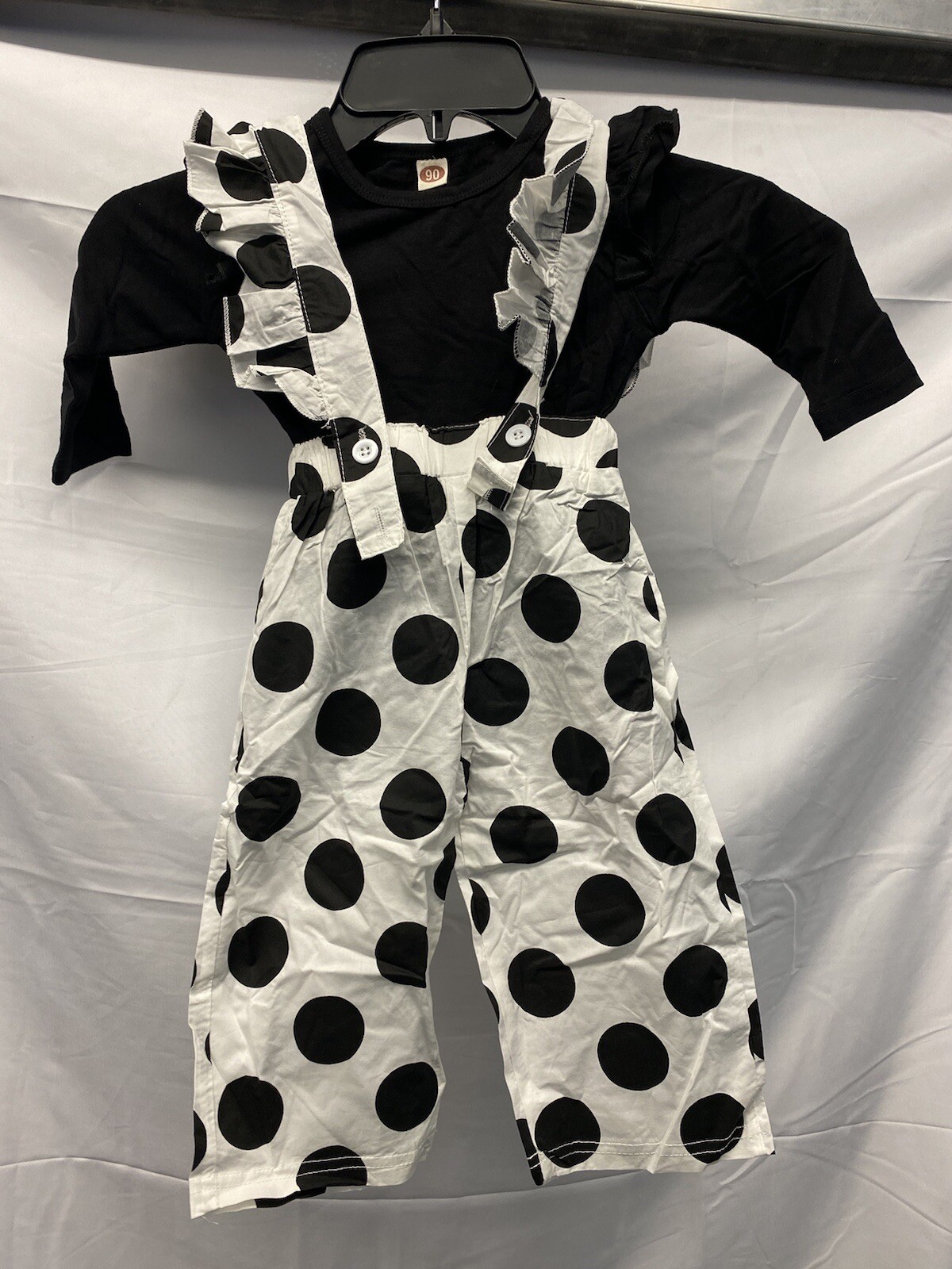 PatPat White And Black Polka dot Outfit • 9-12M