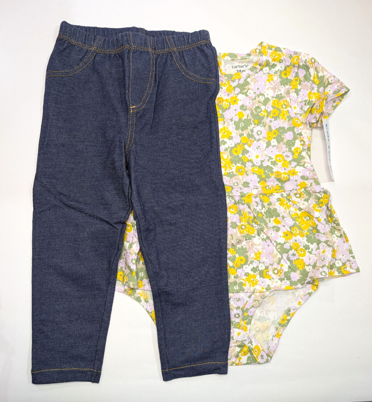 Carter’s Baby Girl 2-Piece Floral Peplum Bodysuit &Pant Set – Siz 6M/9M/18M/24M