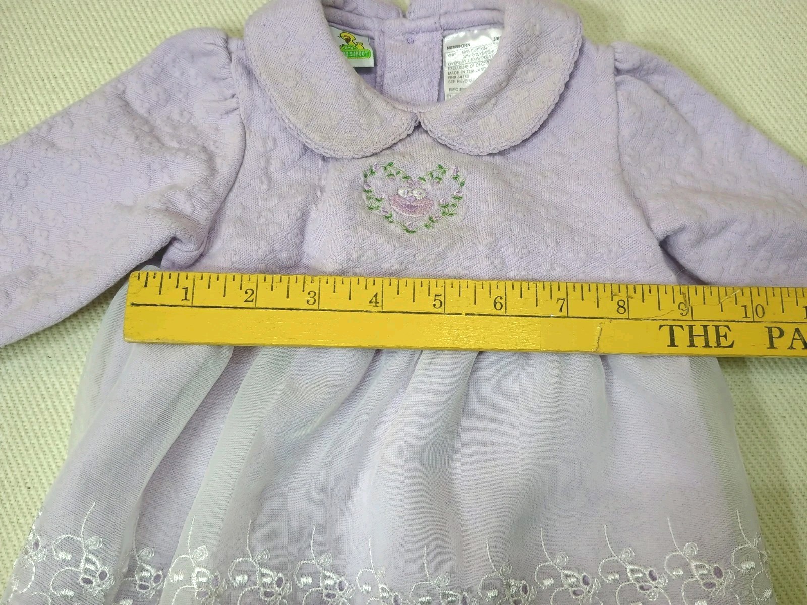 Vtg Sesame Street Embroidered Elmo Girls 2 Pc Outfit Sz 3-6 Mo Eyelet Peplum Y2K