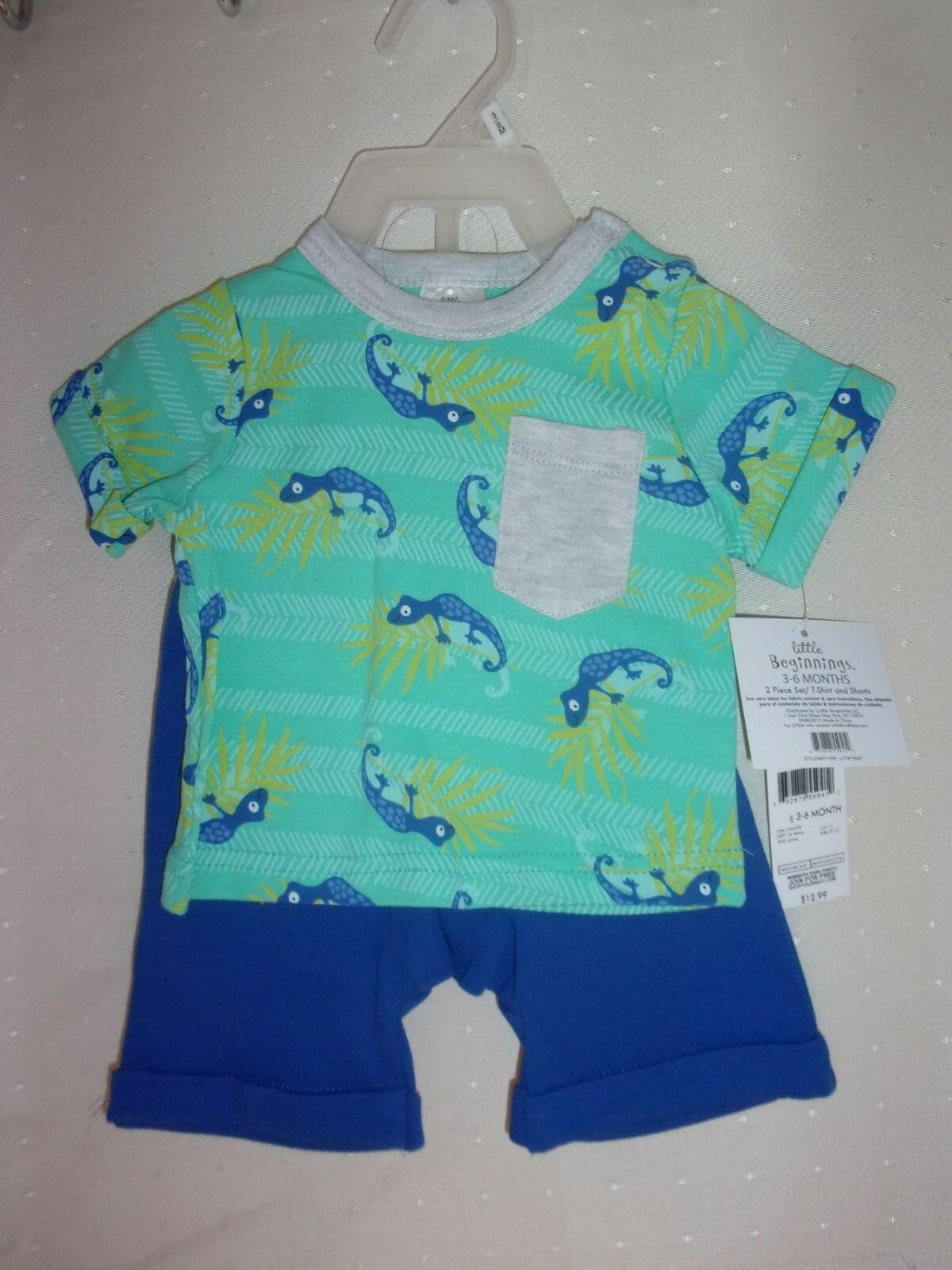 BRAND NEW LITTLE BEGINNINGS INFANT BOYS BLUE/GREEN OUTFIT SET SIZE 0-3 MONTHS