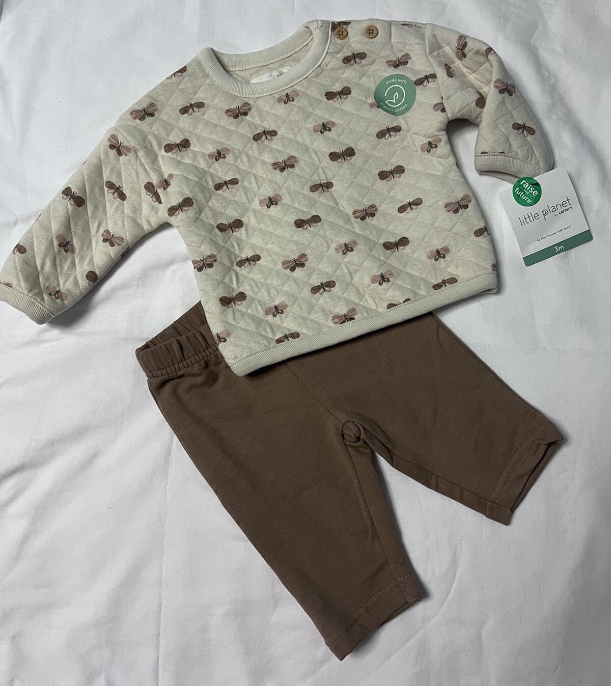 Little Planet Organic by Carter’s 2 Pc Set Size 3 Months Butterfly Printed