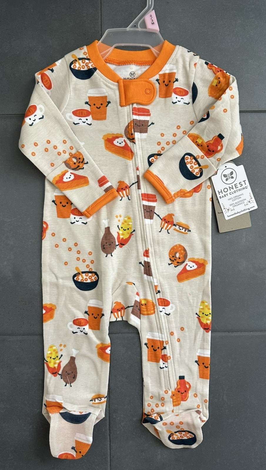 Honest Baby Clothing Thanksgiving Fall Print One Piece Outfit Size 0-3M NEW