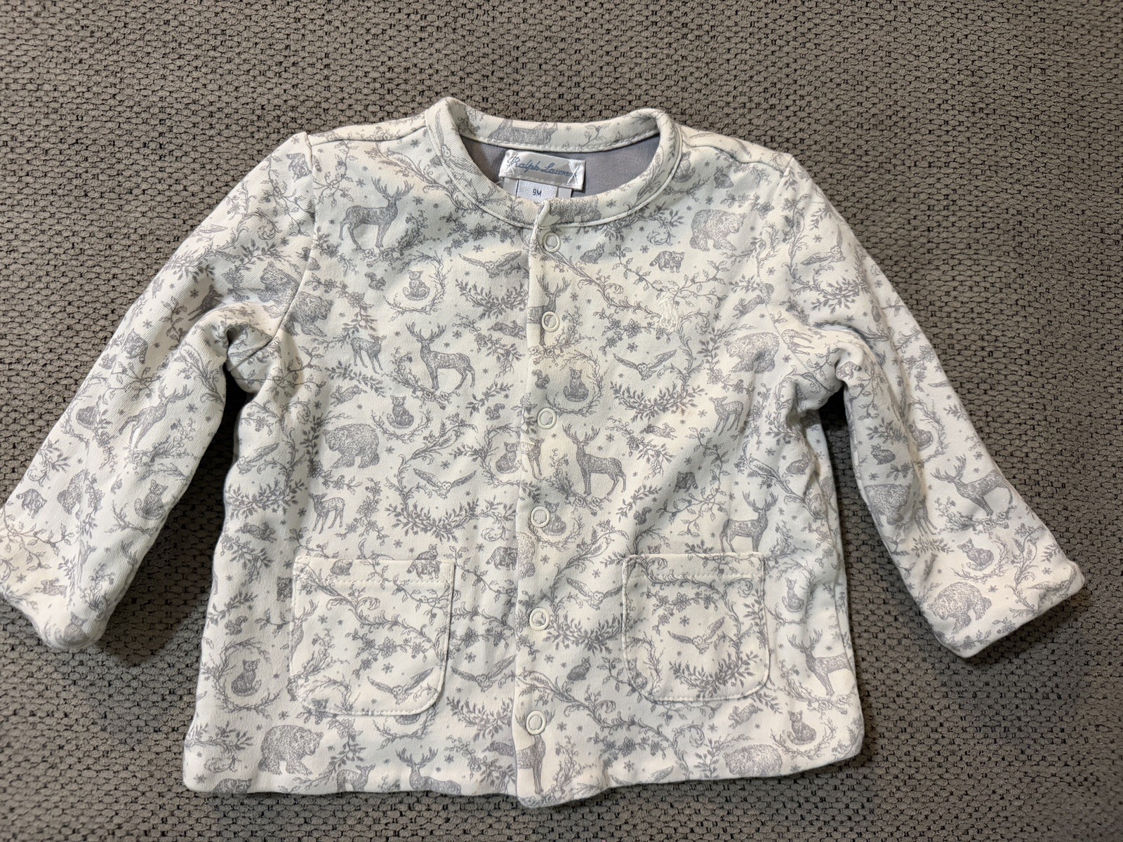 Ralph Lauren Animal Print Baby Reversible Jacket -9 months RL Logo 100% cotton
