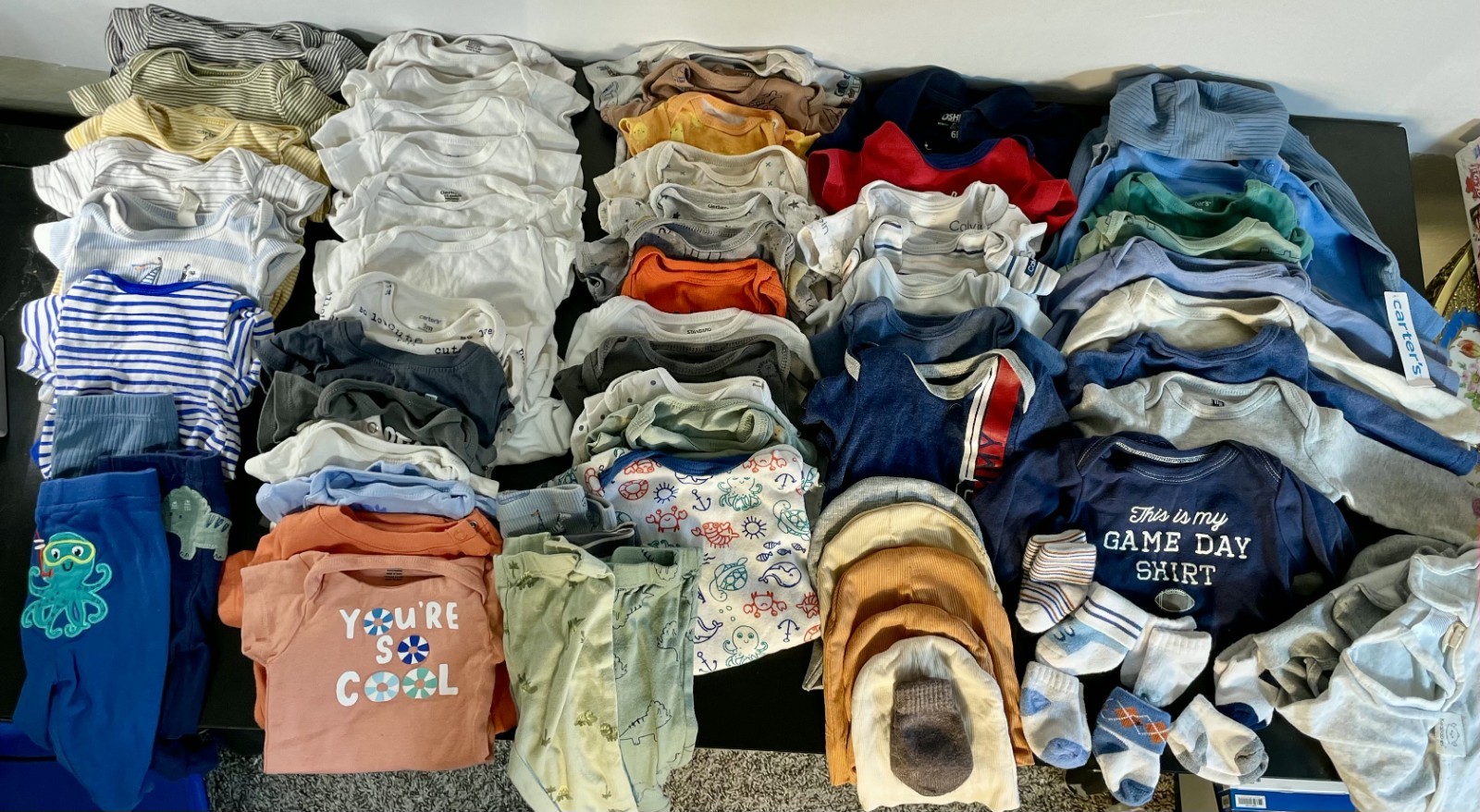 Huge Baby Clothes Lot (Newborn-12 Months)- 65 + Pieces – Name Brands Included