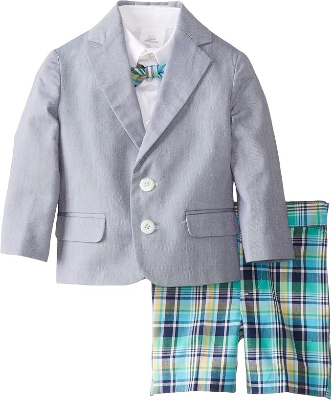 New! IZOD Lacoste Boys’ Duo Shorts Suit Set 4 / 4T Plaid Wedding Spring Summer