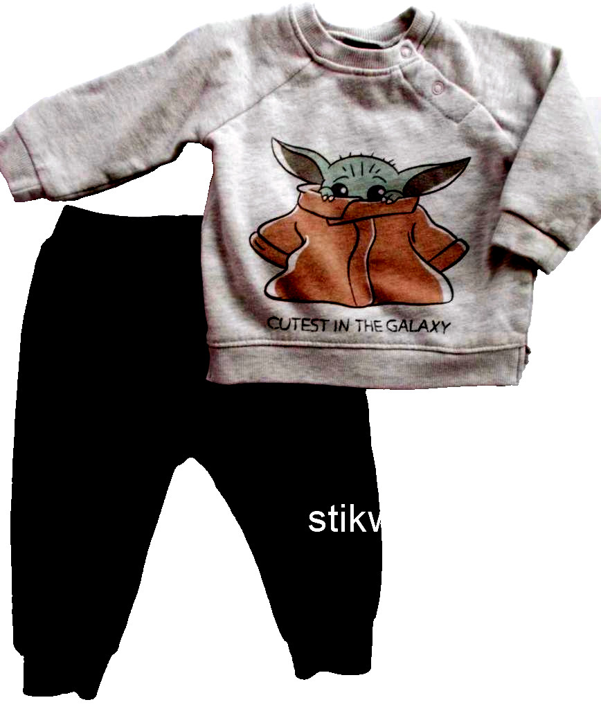 Star Wars BABY YODA 2-Piece SET: LS Fleece lined SWEATSHIRT & PANTS [12 mos.]