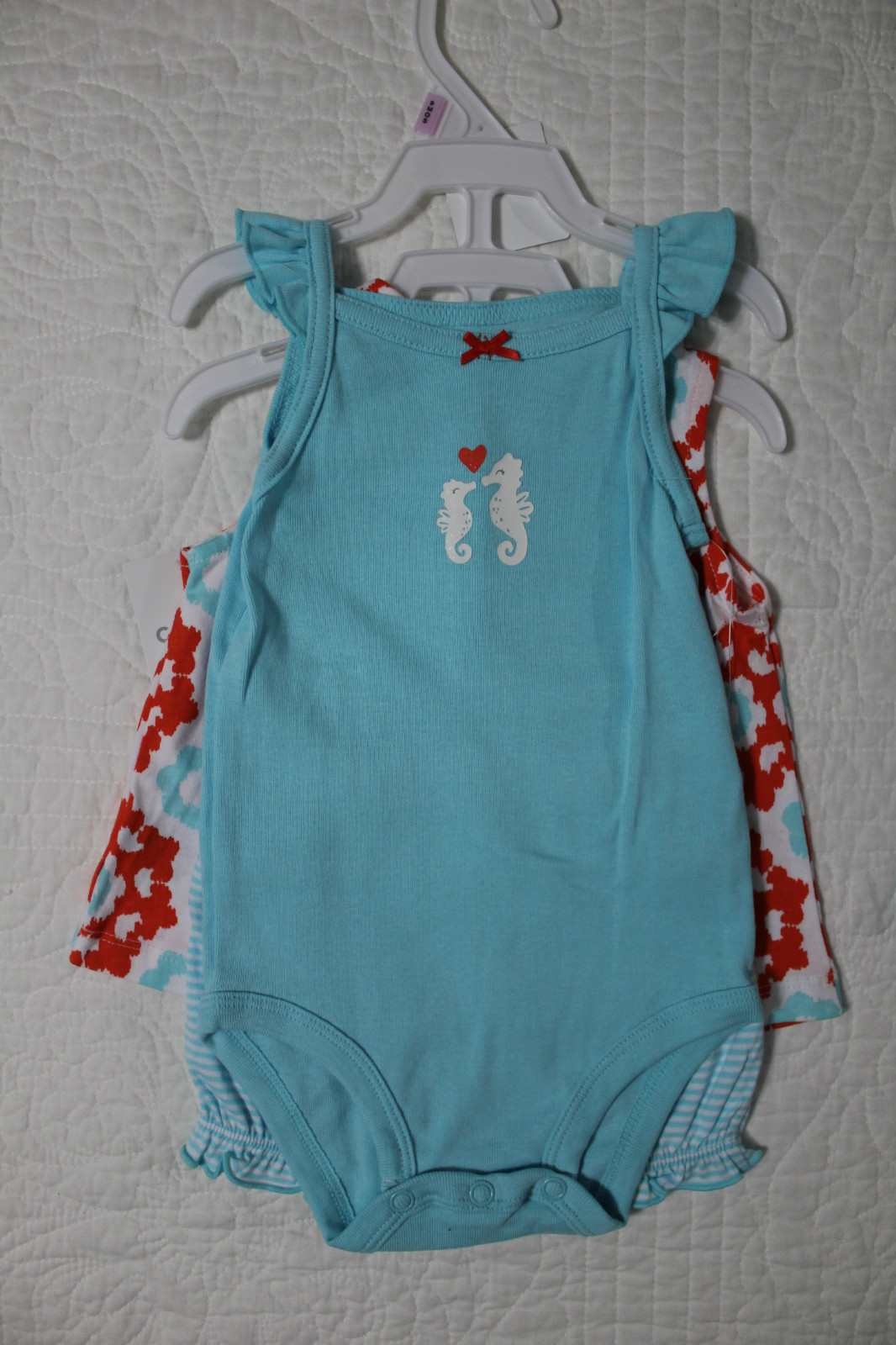 NEW CARTERS BABY GIRLS 3 PIECE OUTFIT SET SHIRT BODYSUIT SHORTS VARIOUS STYLES