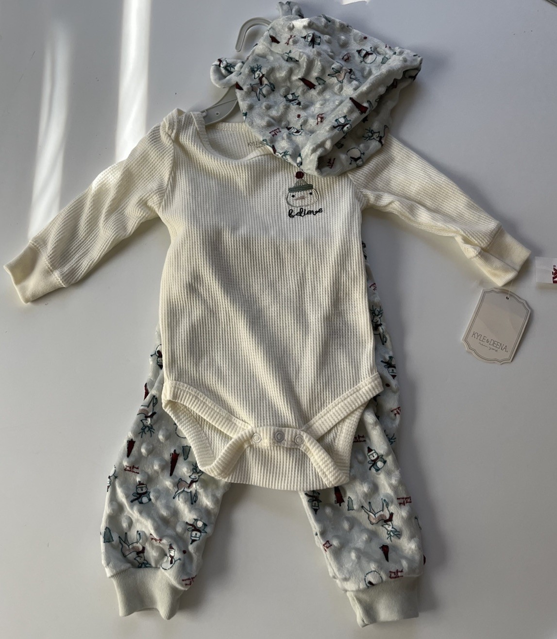 NWT Kyle & Deena Ivory Puffy Fabric W/My First Christmas 3 Piece Set – 3-6M