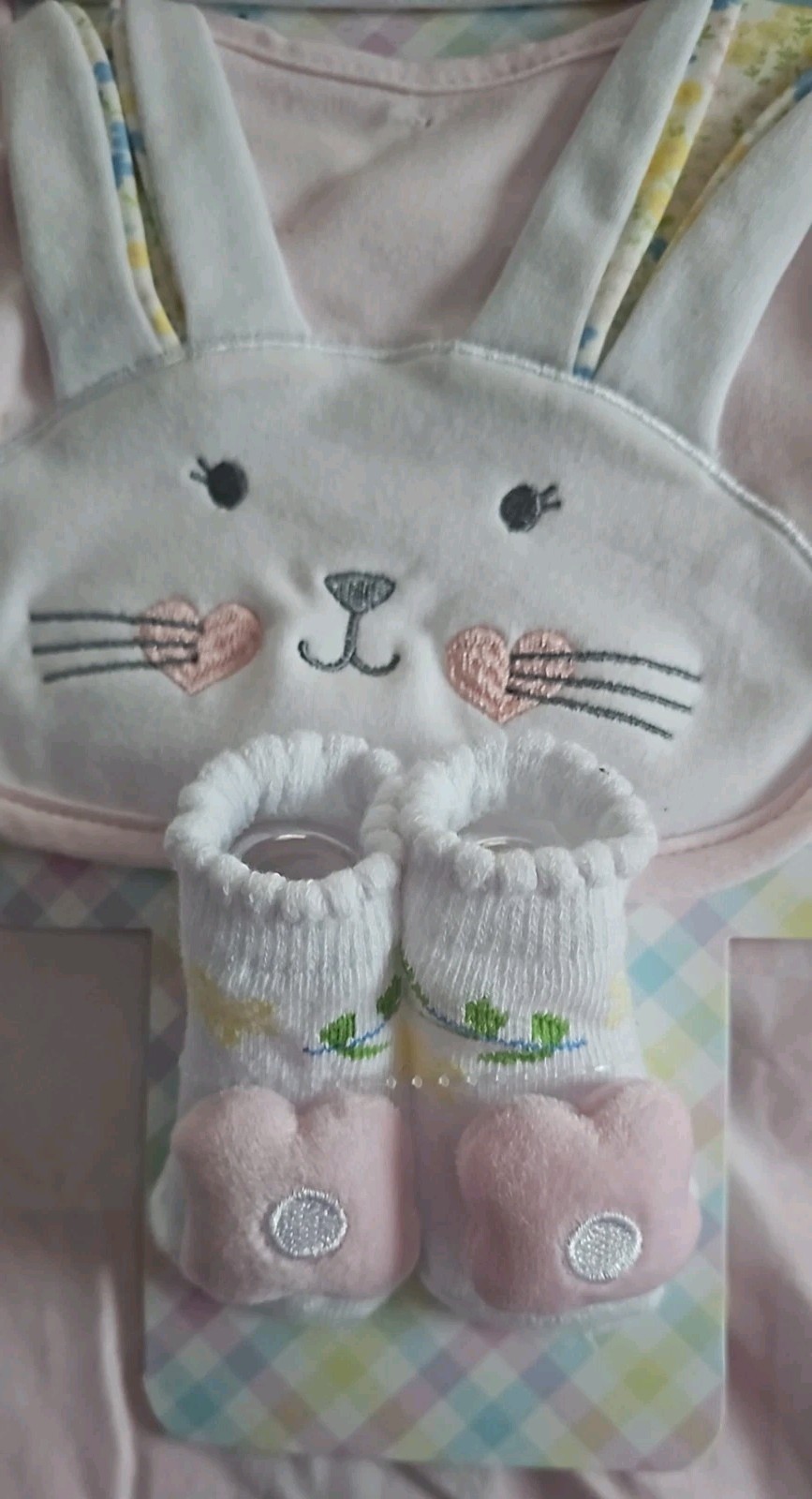 So’Dorable My First Easter Bunny 3pc Hat Bib Booties Set Pink 0-12M