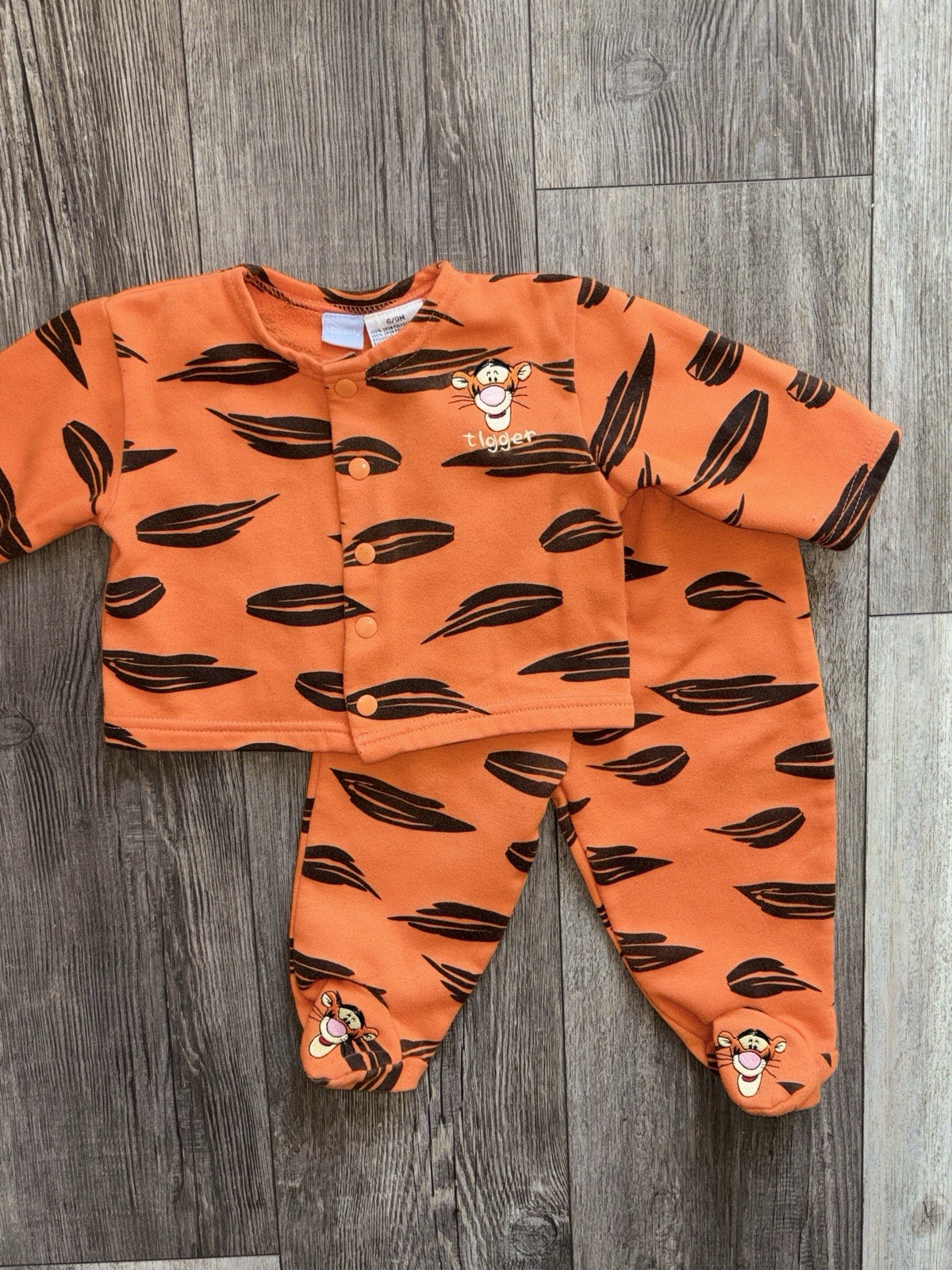 Vintage Orange Disney Tigger Pooh Outfit Size 6/9 Months