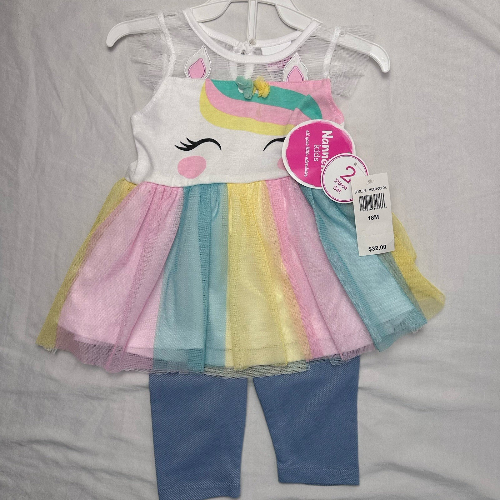 Girls 18M Unicorn Tutu Top & Leggings Set Rainbow Sleeveless NWT Outfit