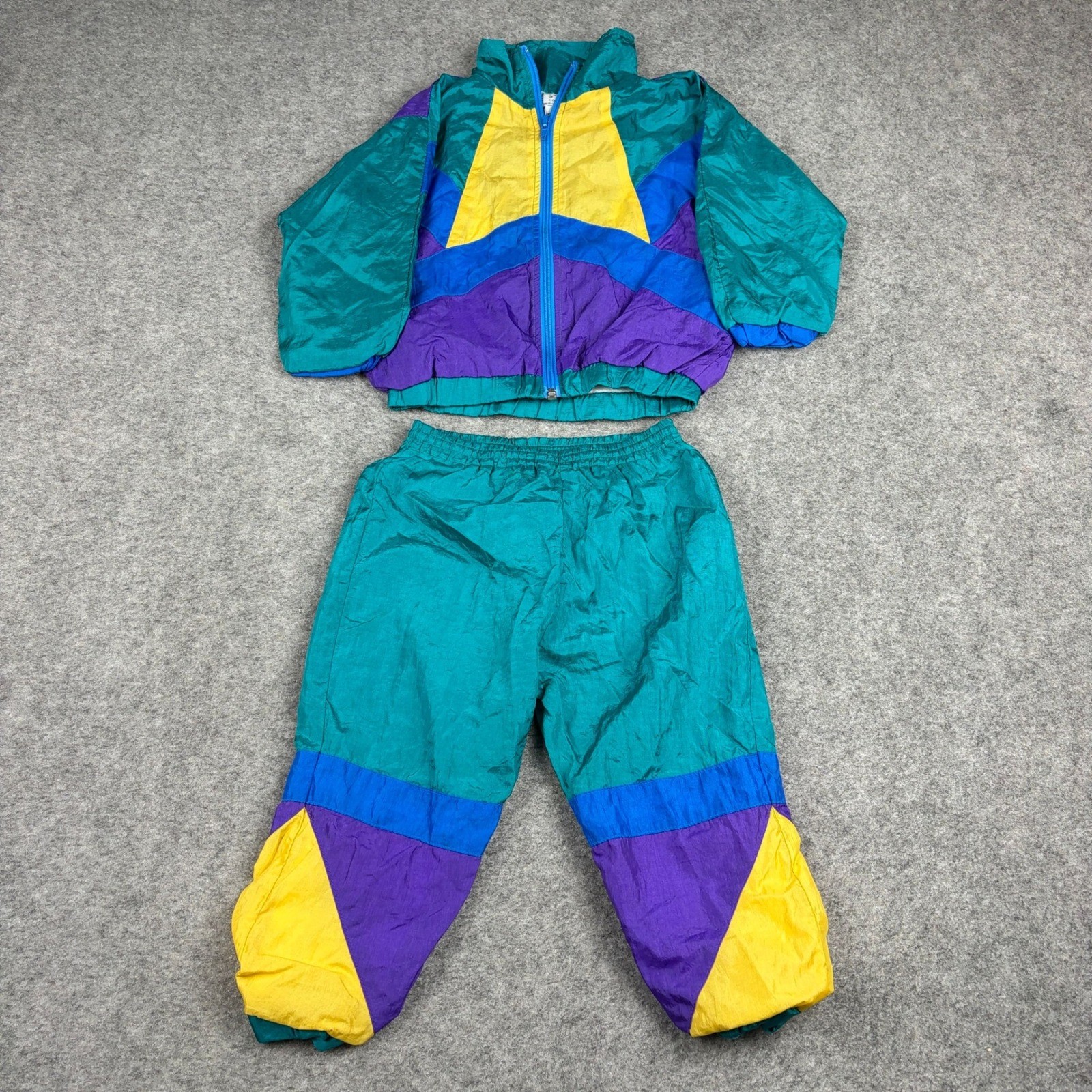JPI Company Tracksuit Unisex 2T Vintage 90s Colorblock Windbreaker Set Teal