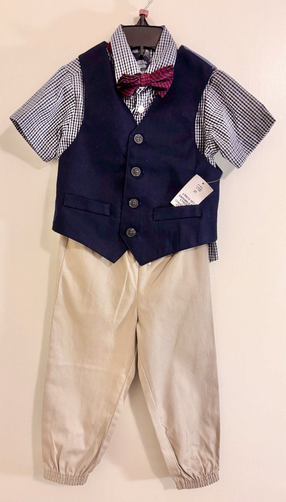 Nautica 2T Toddler Boys Dressy Short Sleeve Outfit 4 Piece Blue Khaki New