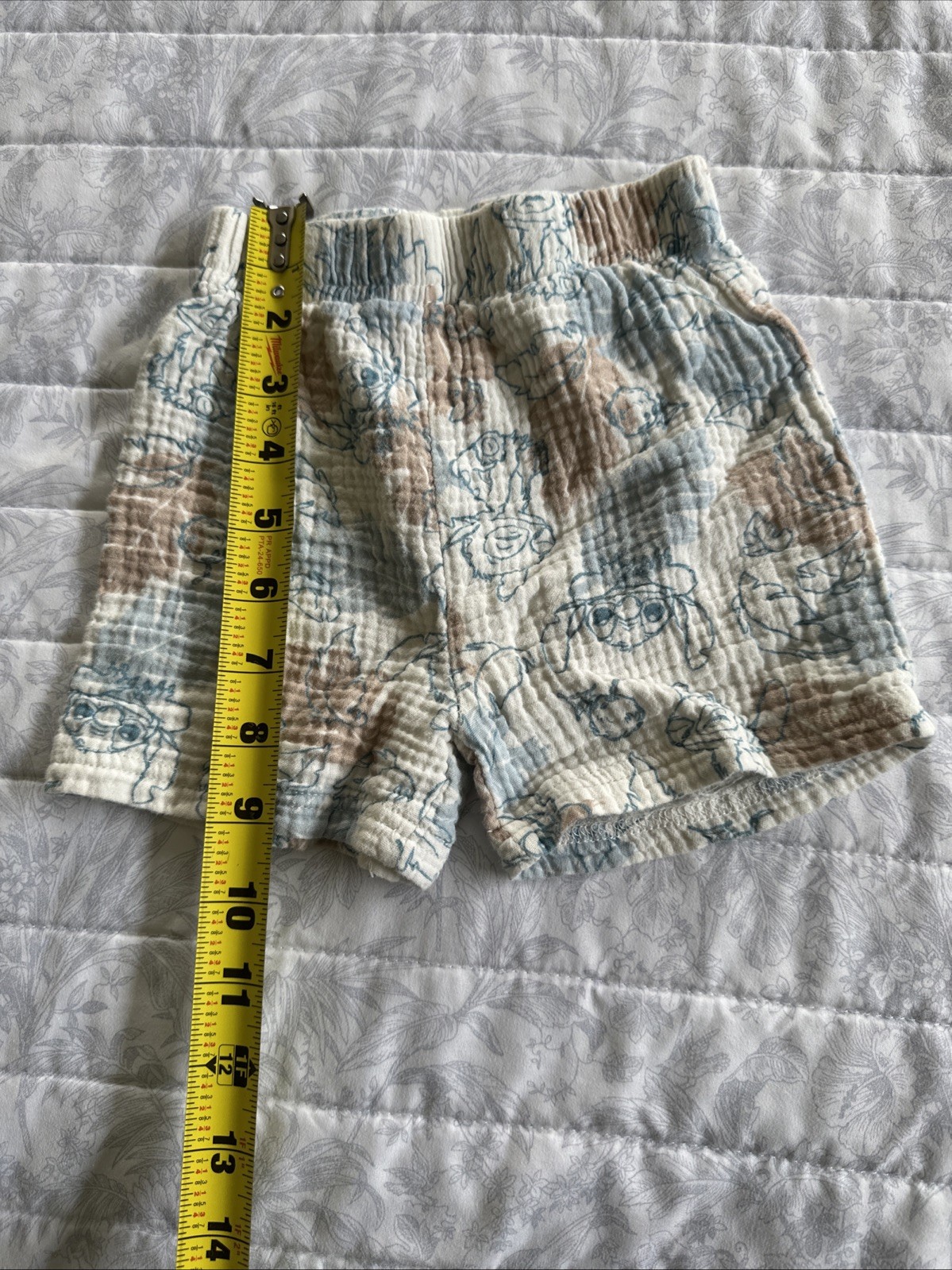 Disney Lilo And Stitch Boys Size 2T Cream Blue Outfit Shirt Shorts Cotton