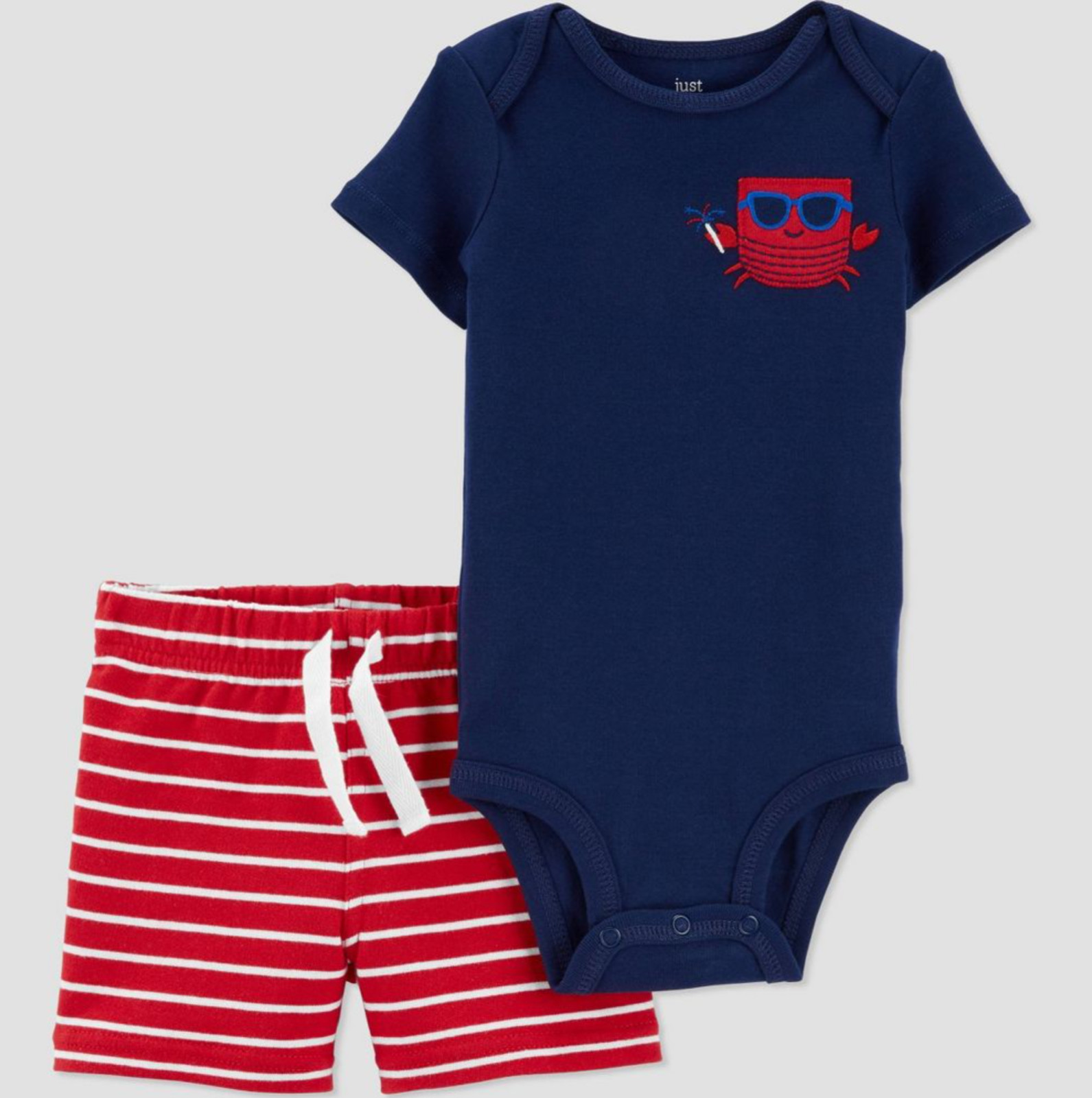 Carter’s Just One You Baby Boys’ Crab 2pc Top & Bottom Set – Red/Blue, Size 9M