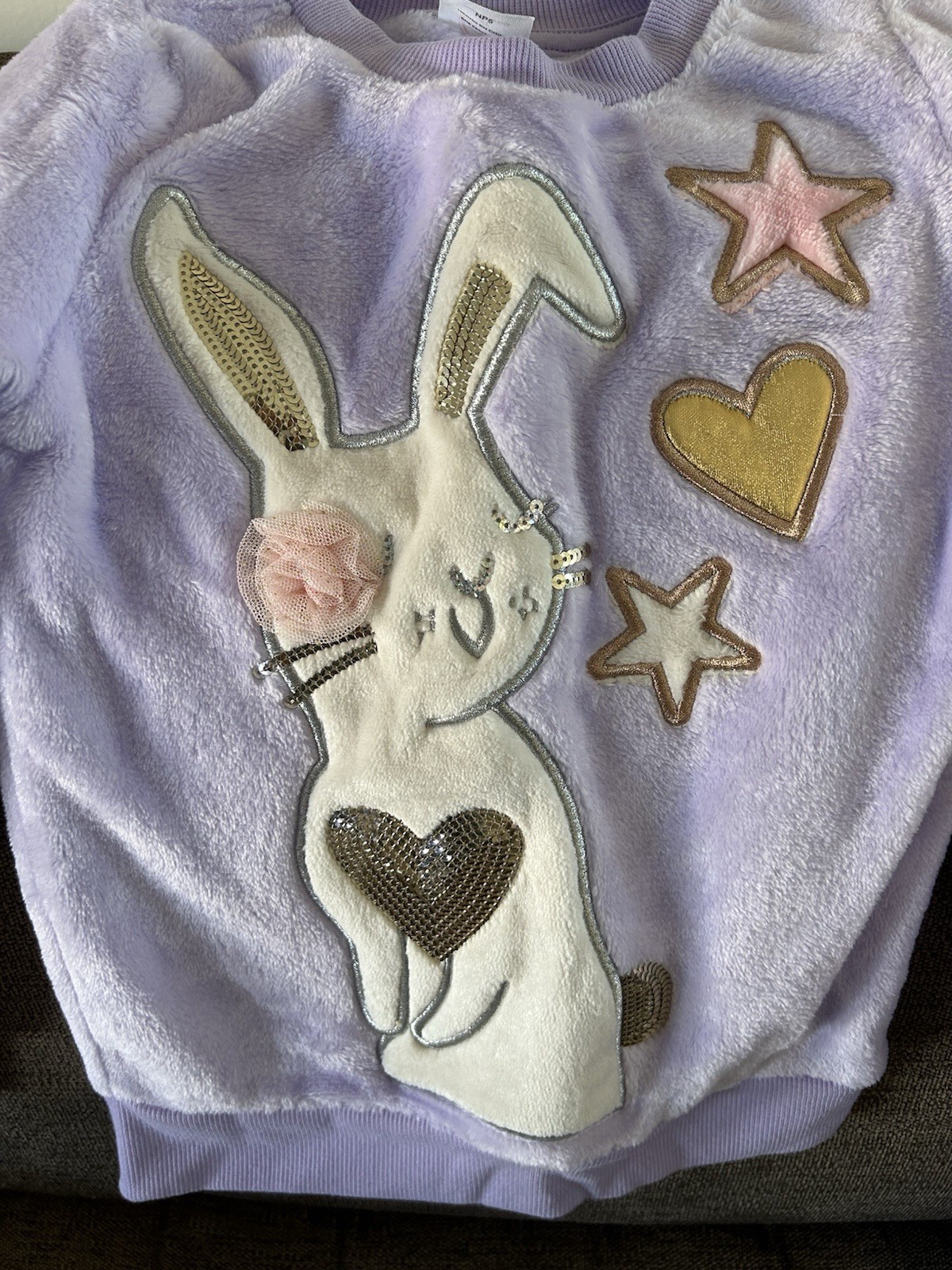 WONDER NATION 2-Piece soft minky bunny appliqué top and pant set 5T NWT 🐰 💛