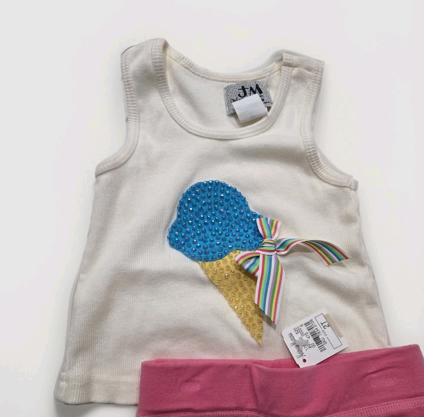 JM Originals 2T Girls Ice Cream Tank Top & Pink Shorts Set NWT Vintage USA Y2K