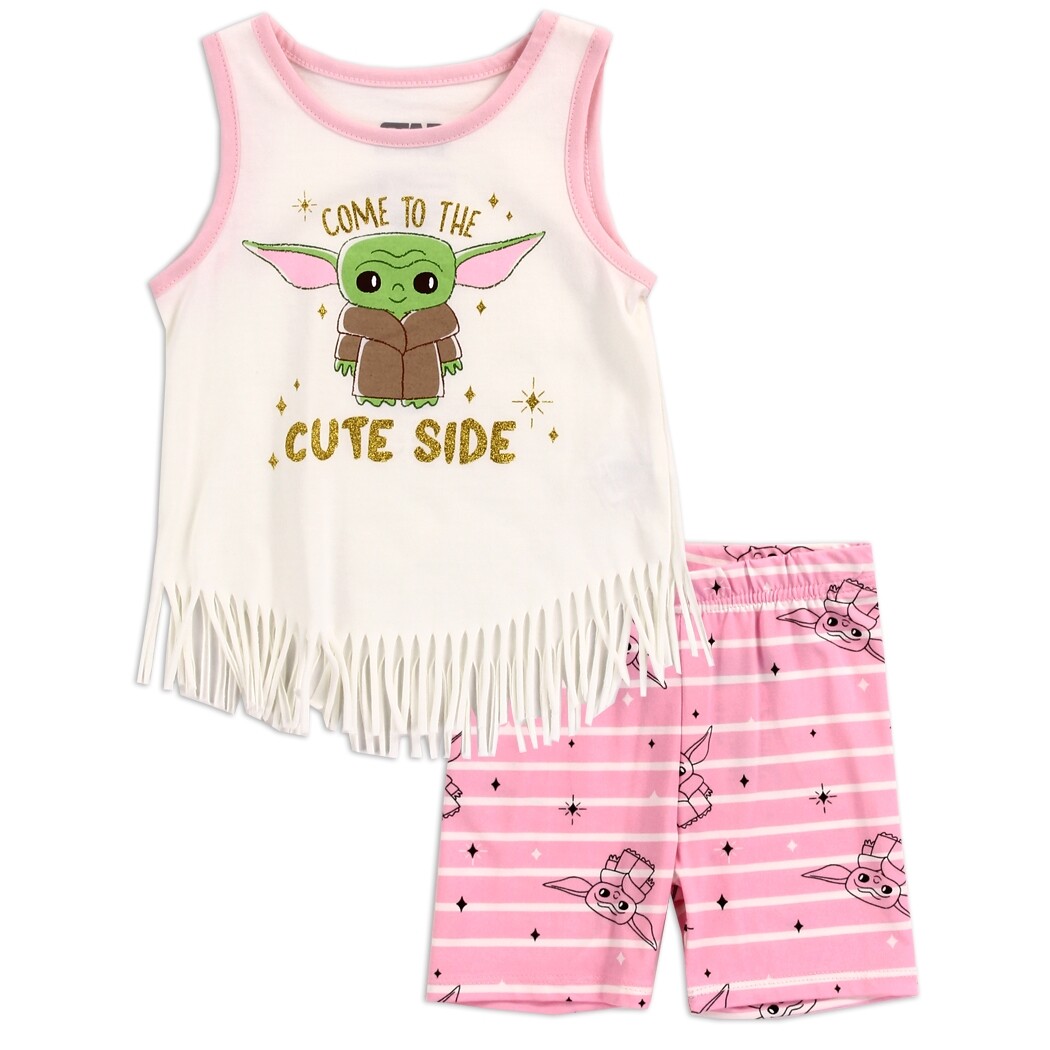 Star Wars The Mandalorian Toddler Girls Baby Yoda Top & Shorts Set☆ Grogu Outfit