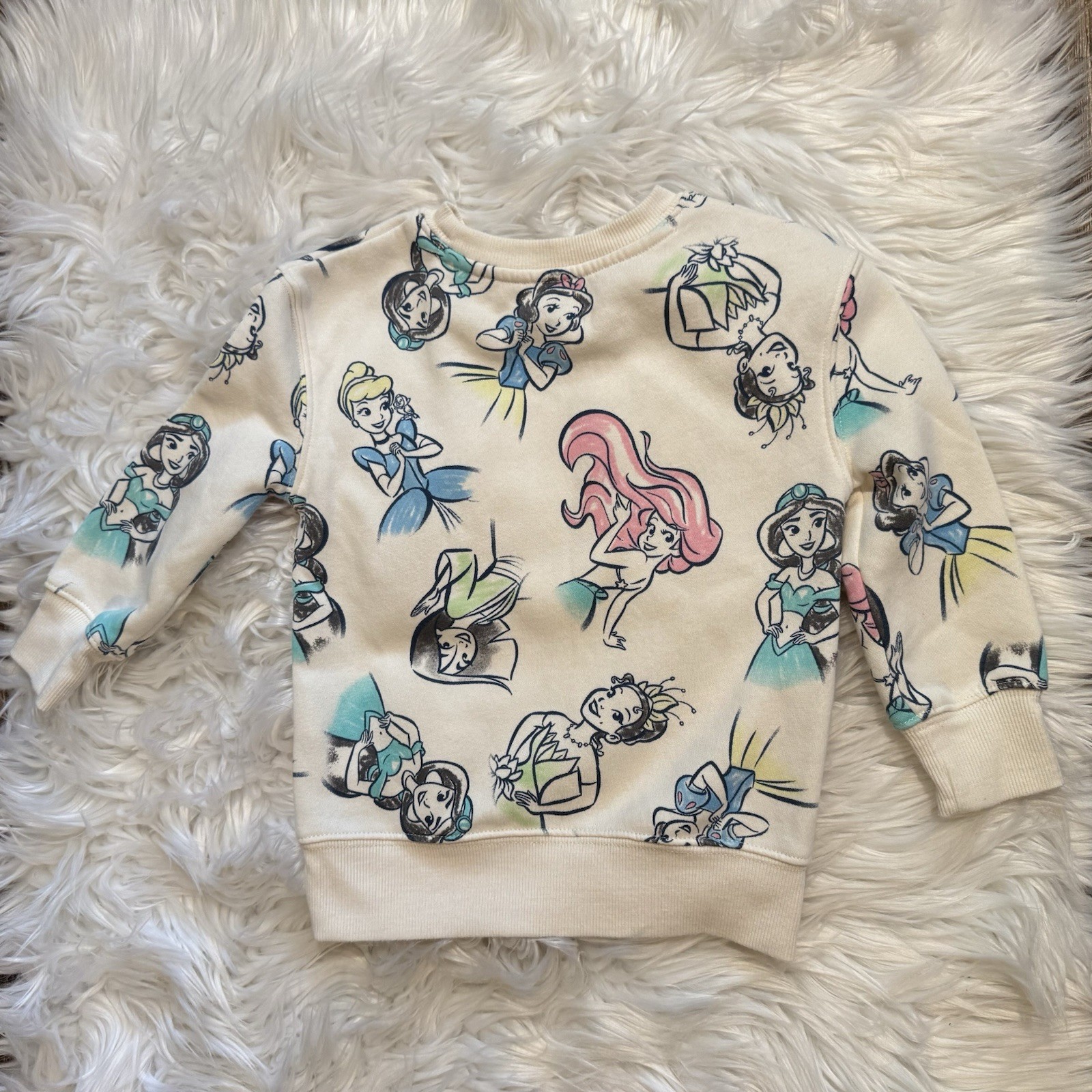 Disney Princess Cat & Jack 2pc Girls 2T Cream Sweatshirt Jeggings Set EUC