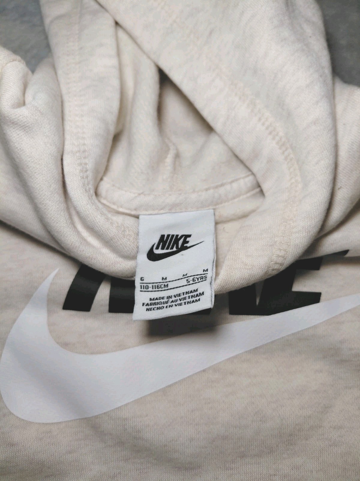 Nike Toddler Boy Hooded Sweatshirt Cashmere Heather & White 6M NWT