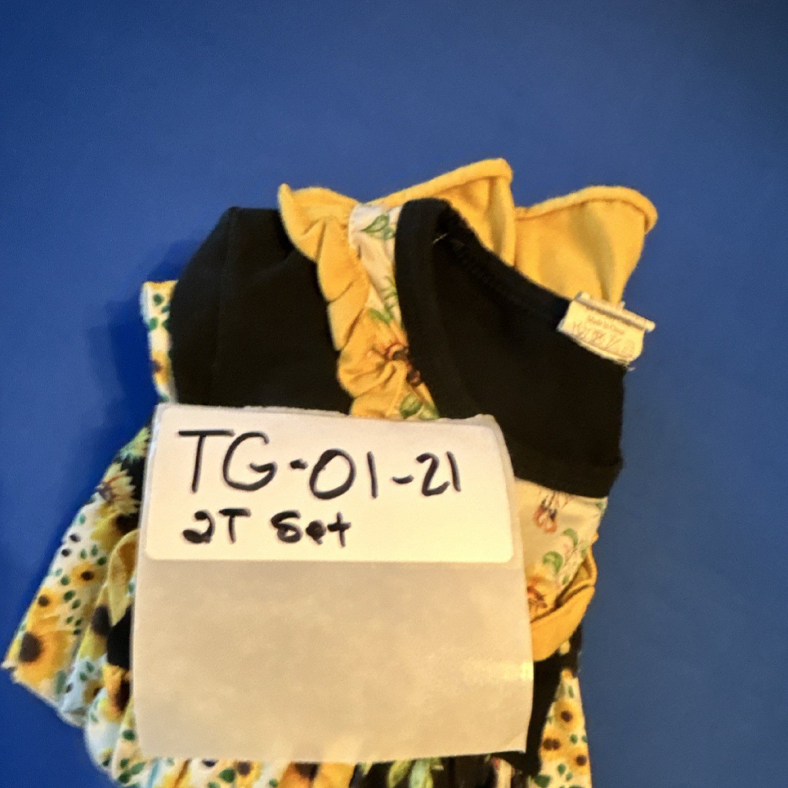 Girls 2T 2-Piece Sunflower Floral Striped Ruffle Top & Pants Set