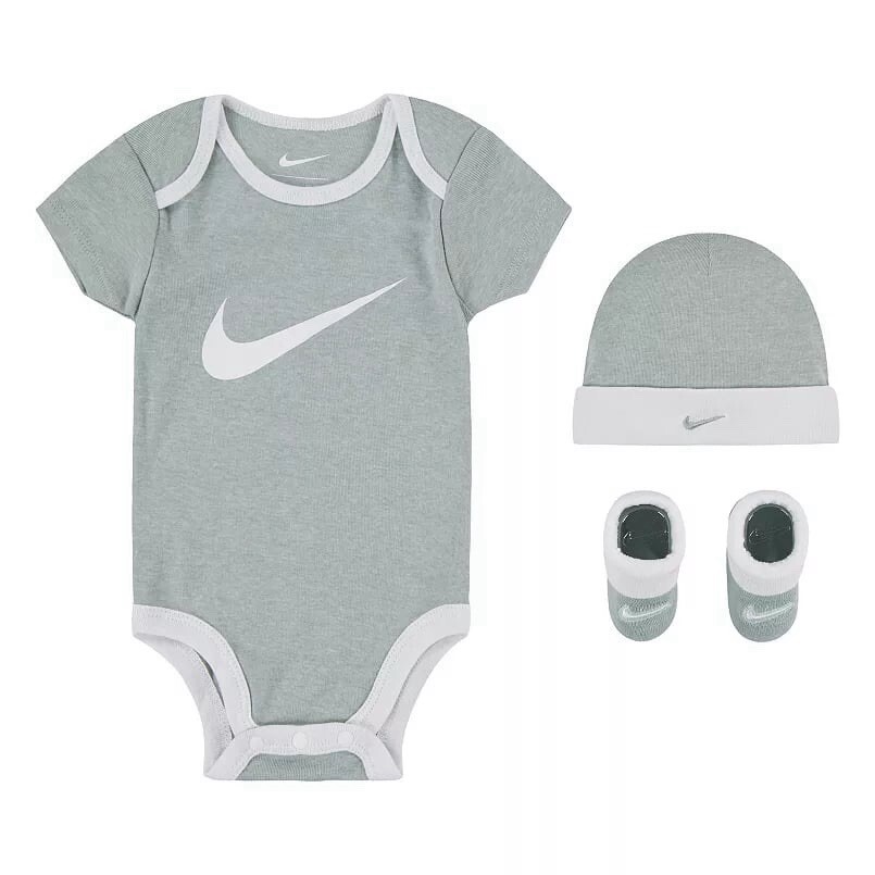 Nike Baby Short Sleeve Bodysuit Hat Booties 3 pcs Set in box Newborn 0-6 Months