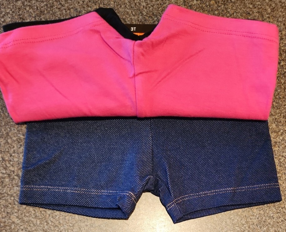 Three (3) Member’s Mark ~ Cartwheel Shorts ~ Pink/Black/Denim ~ Girl’s Size 3T
