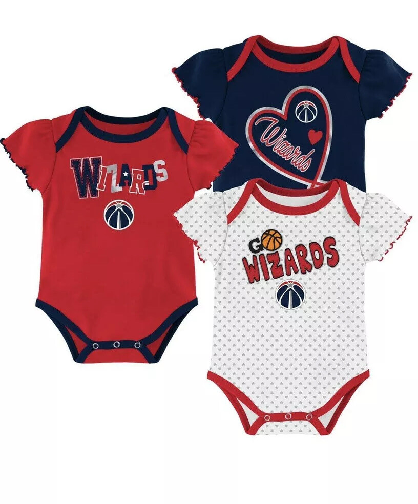 Washington Wizards NBA 3pc Baby Bodysuit 3 pairs Bodysuits Infant Girl 18 M