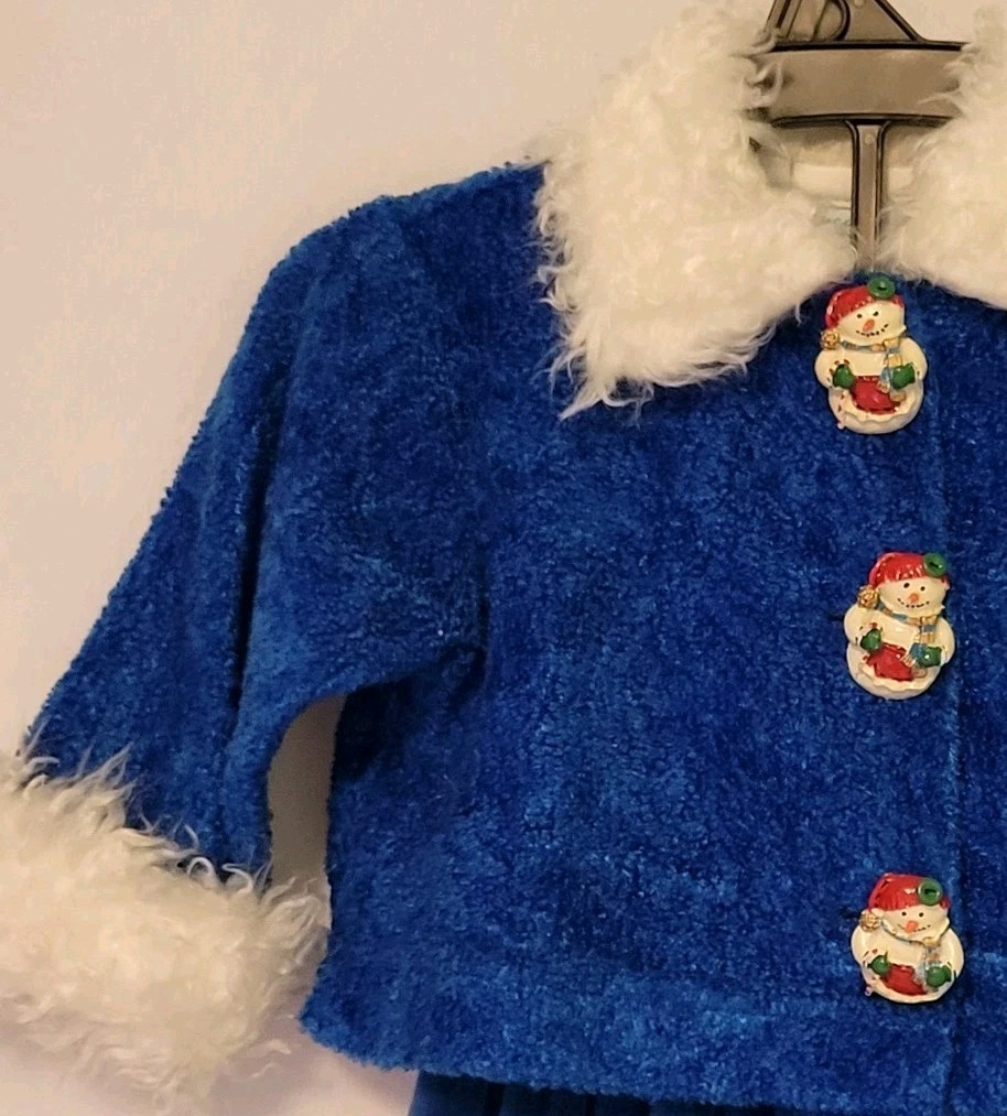 Peaches N Cream Girls 12 M Holiday 2 Piece Set Velour Pants Snowman Buttons