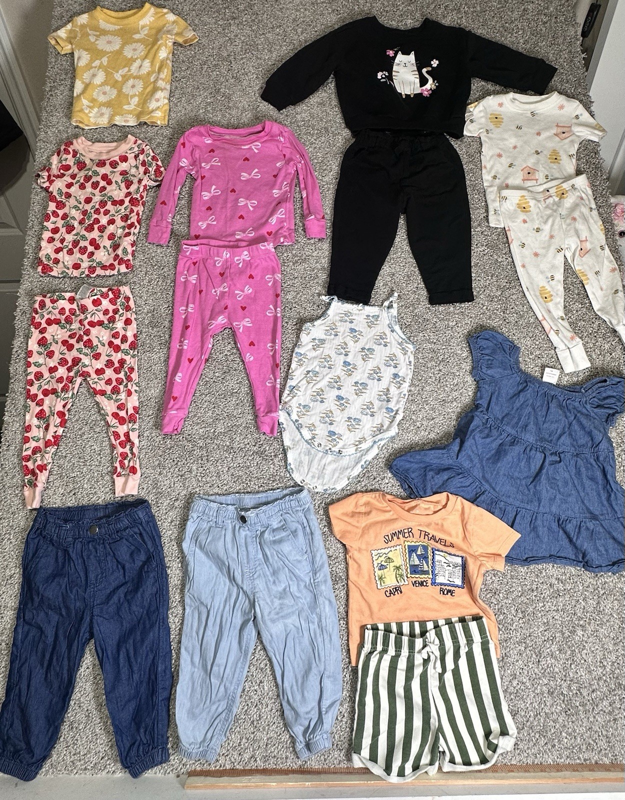 Baby Girl Clothes Lot 12M Mixed Brands Pajamas Outfits Carter’s Cat & Jack