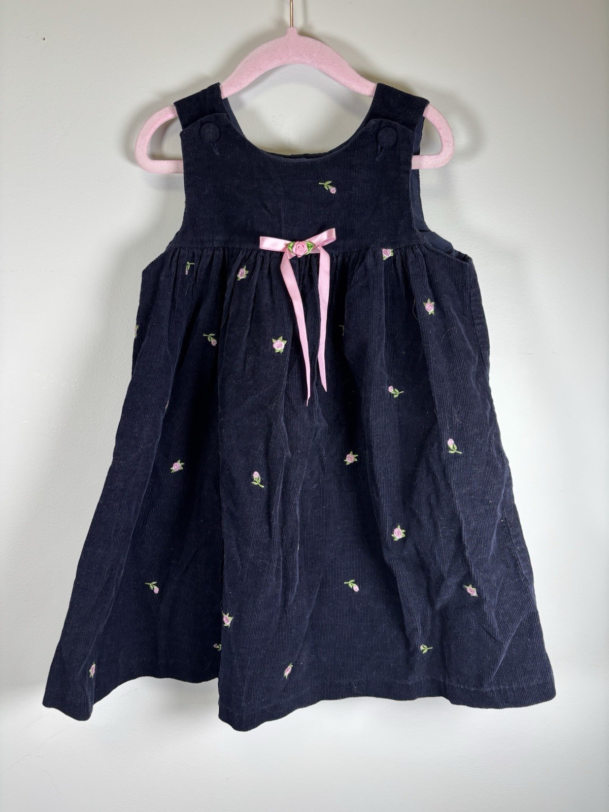 PHILADELPHIA GOOD LAD GIRLS JUMPER DRESS Rosettes NAVY PINK 4/5