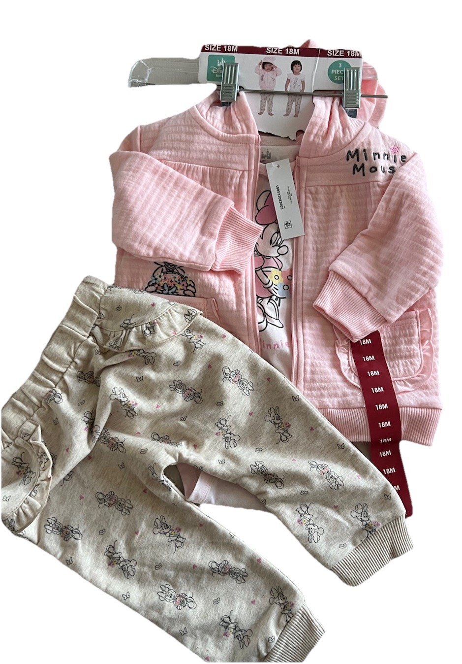 NWT Disney 12 18 months Hoodie Pants shirt 3 Pieces BABY Girls Minnie Mouse