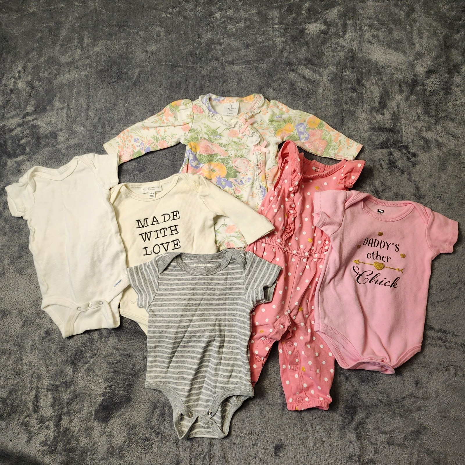 Baby Girl Clothes 6pc Lot 3-6 Months Laura Ashley Carter’s Gerber Romper Pants