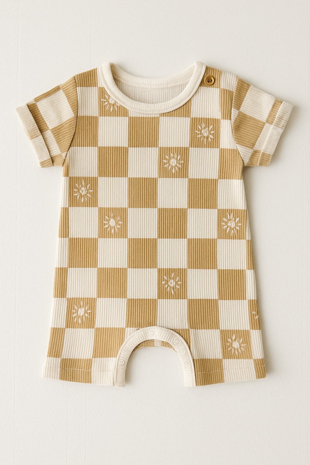 Grayson Mini Newborn Baby Romper One Piece Outfit Neutral Checkered Unisex NWT