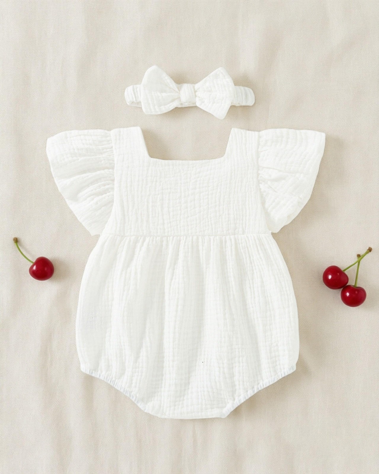 Vibebox Baby Girl Clothes 6-9 Months Spring Summer Short 6-12 Months, White