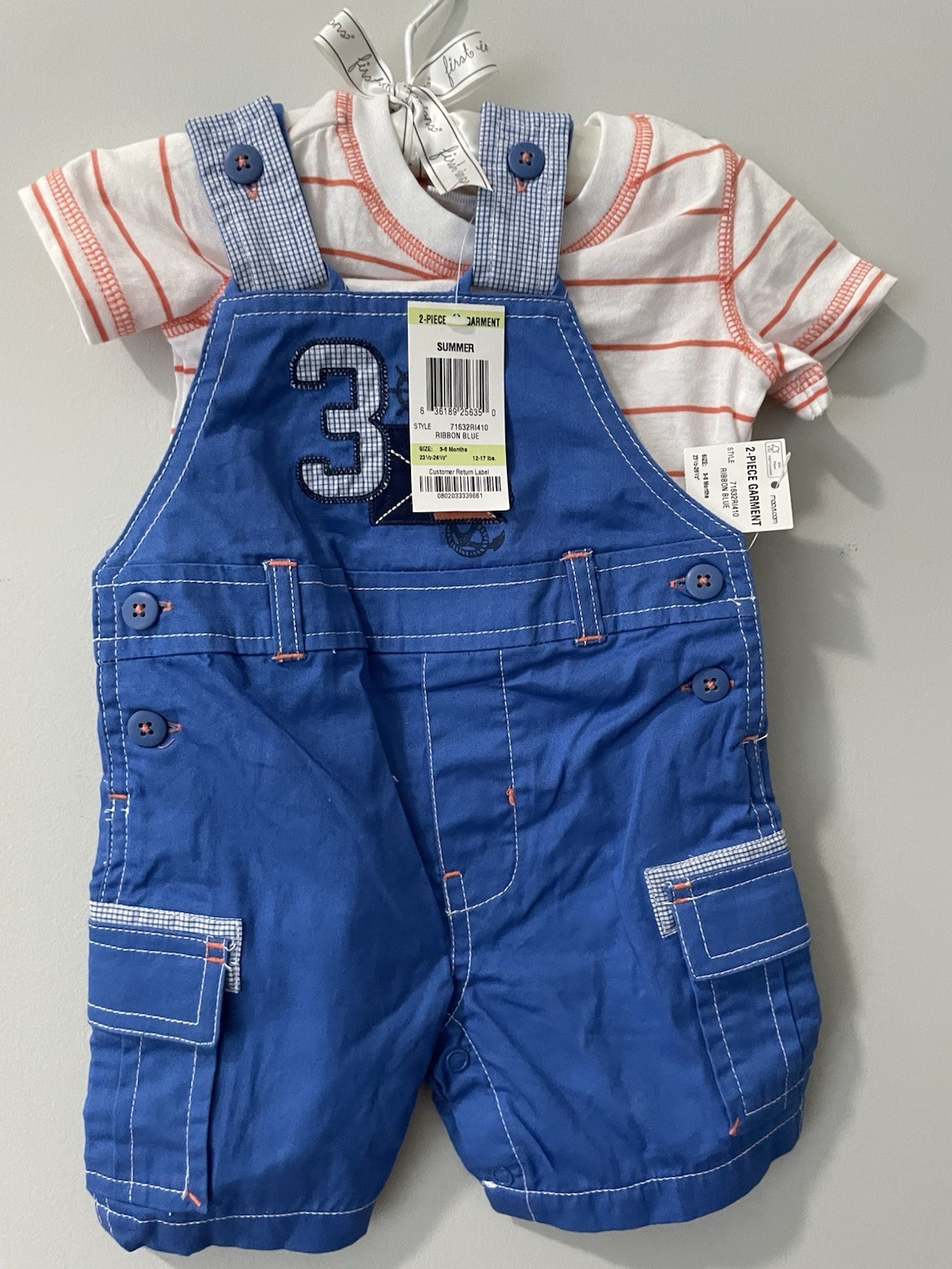 Brand New W/ Tags Baby Boy Outfit 3-6 Months Designer First Impressions overalls