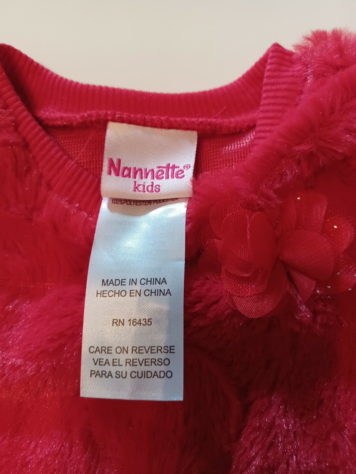 Nannette Kids Faux Fur Two Piece Set Size 0-3 month Red/Black