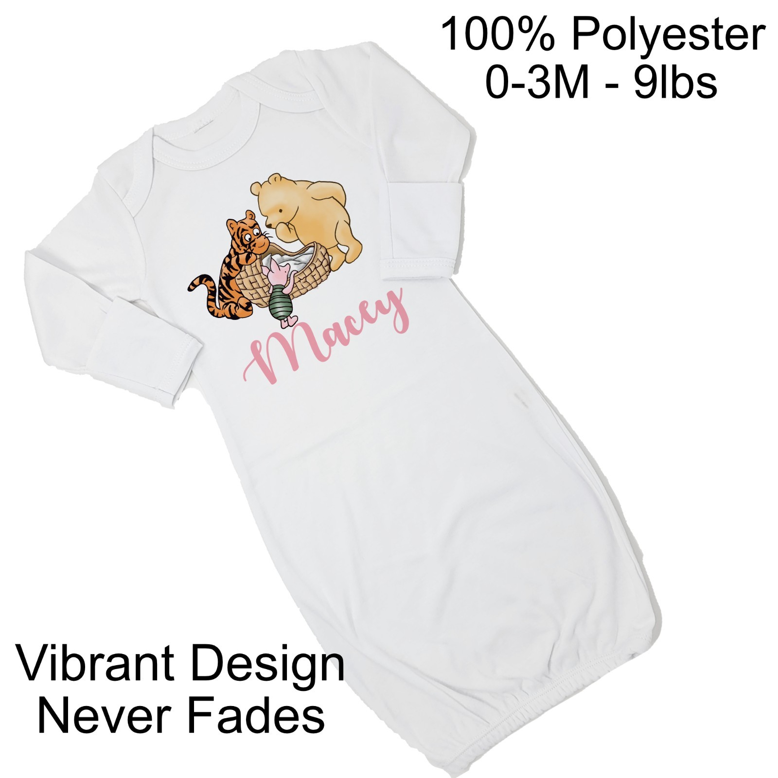 Baby Girl Personalized Custom Classic Winnie the Pooh V2 Gown Coming Home Outfit