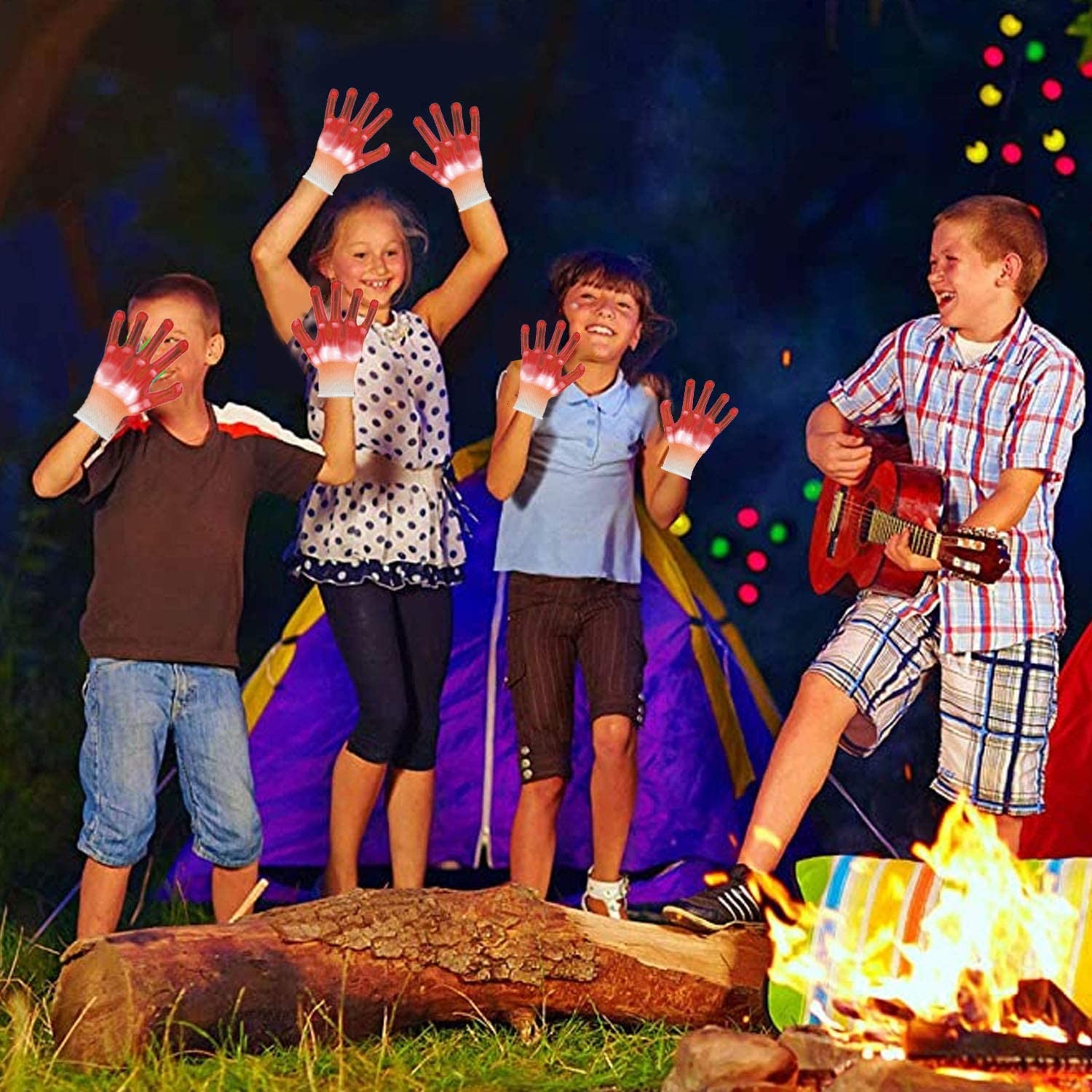 VICSPORT Cool Toys LED Gloves 12 Color Changeable Lights Large, 12