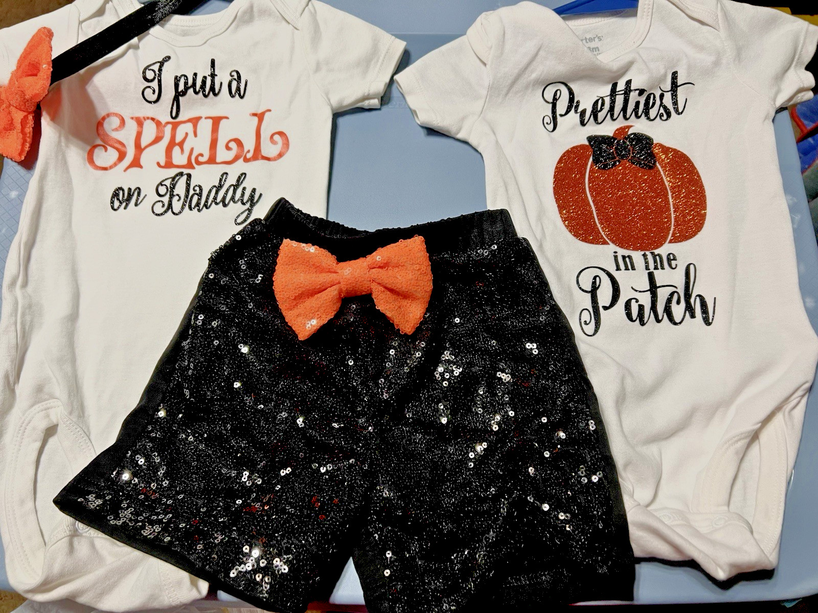 Boutique Halloween Fall Baby Bodysuit Set shorts Pumpkin & Spell 18 Month