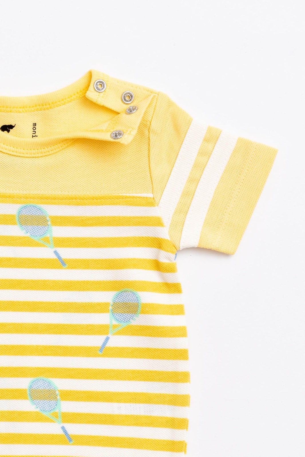 Sporty Bodysuit + Varsity Sweatshort Set, Size 3-6 Months, Yellow Tennis Prin…