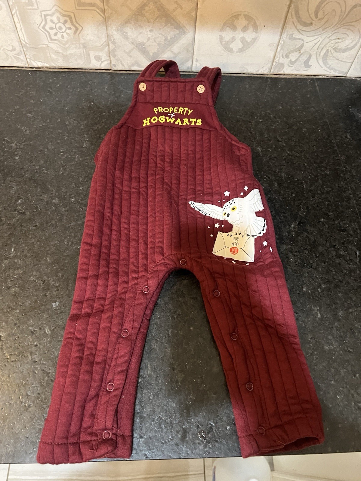 Harry Potter Overalls Set Hedwig Burgundy Red Unisex 18m Letter Hogwarts