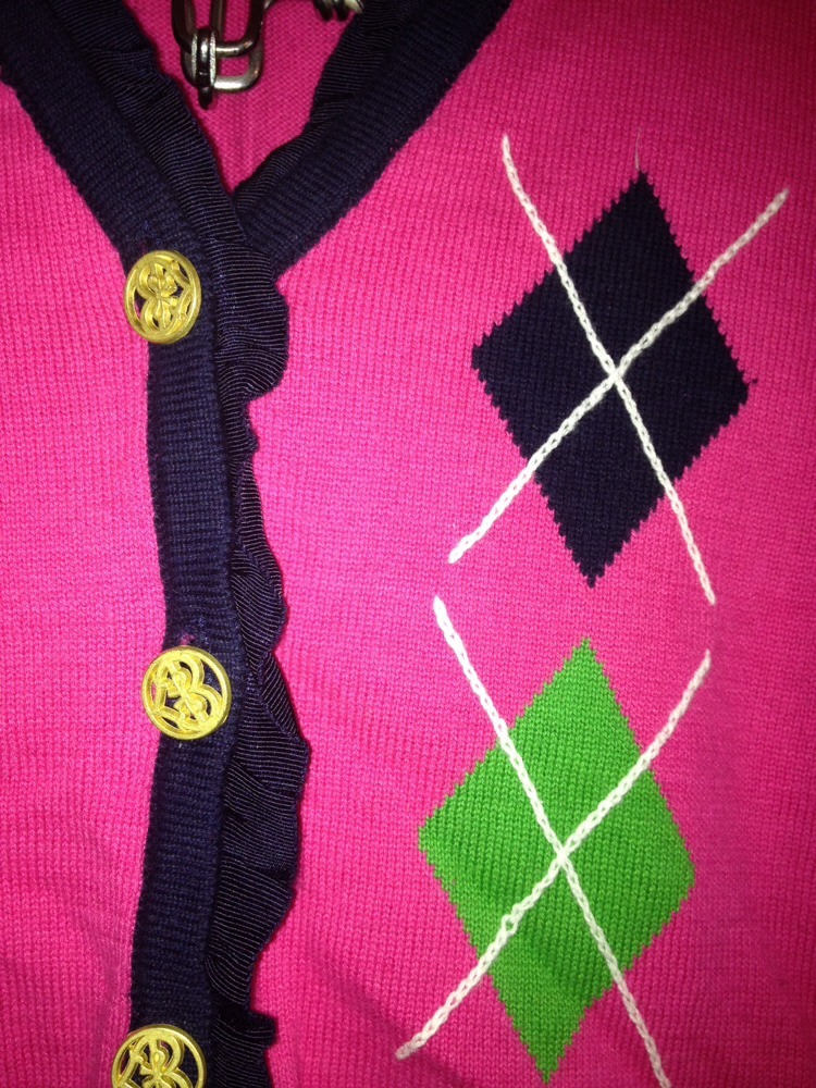 Hartstrings Argyle Pink Cardigan Sweater & Embroidered Leggings Pants Girls 4